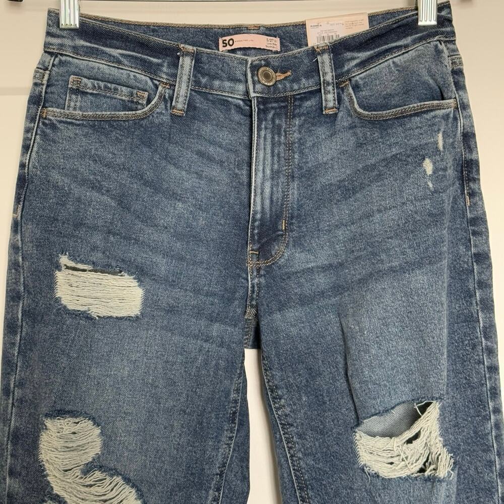 NWT SO Juniors Distressed Low Rise Boyfriend Denim Blue Jeans Size 5/27 - Picture 4 of 8